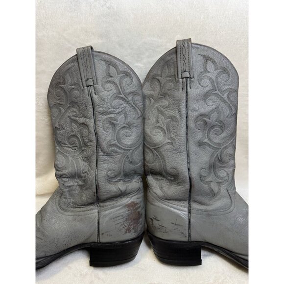 TONY LAMA Cowboy Boots Mens Gray Leather Western Pull On Rodeo 10EE READ - Picture 4 of 16